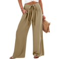 thumbnail image 4 of PEXLYCLU Palazzo Pants for Women Dressy, Palazzo Pants for Women, Wide Leg Pants Woman, Wide Leg Pants for Women High Waisted Palazzo Pants Work Casual Flowy Tie Knot Trousers With Pockets, Khaki S, 4 of 6