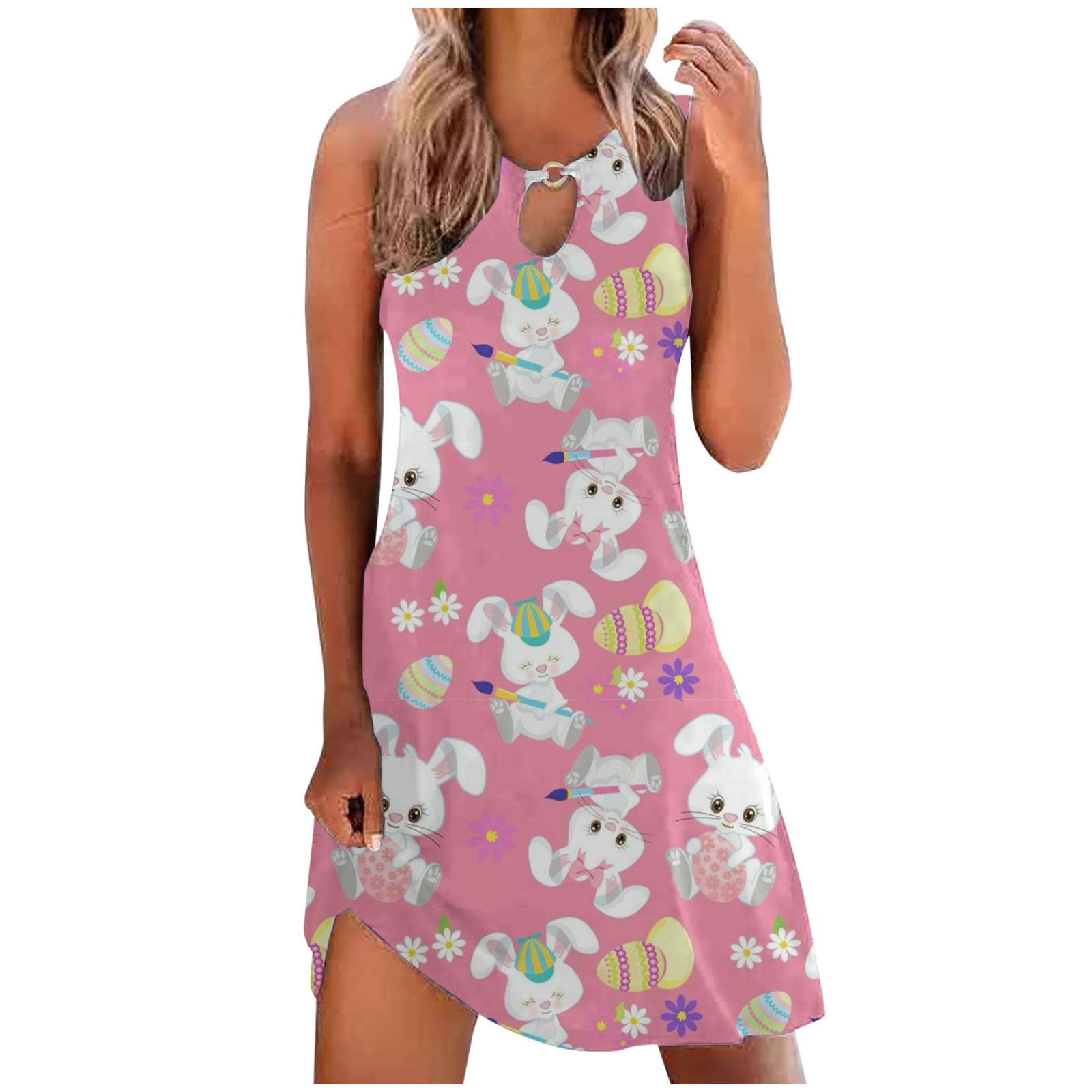 jsaierl Womens Easter Dresses 2023 Rabbit Egg Graphic Summer Dresses