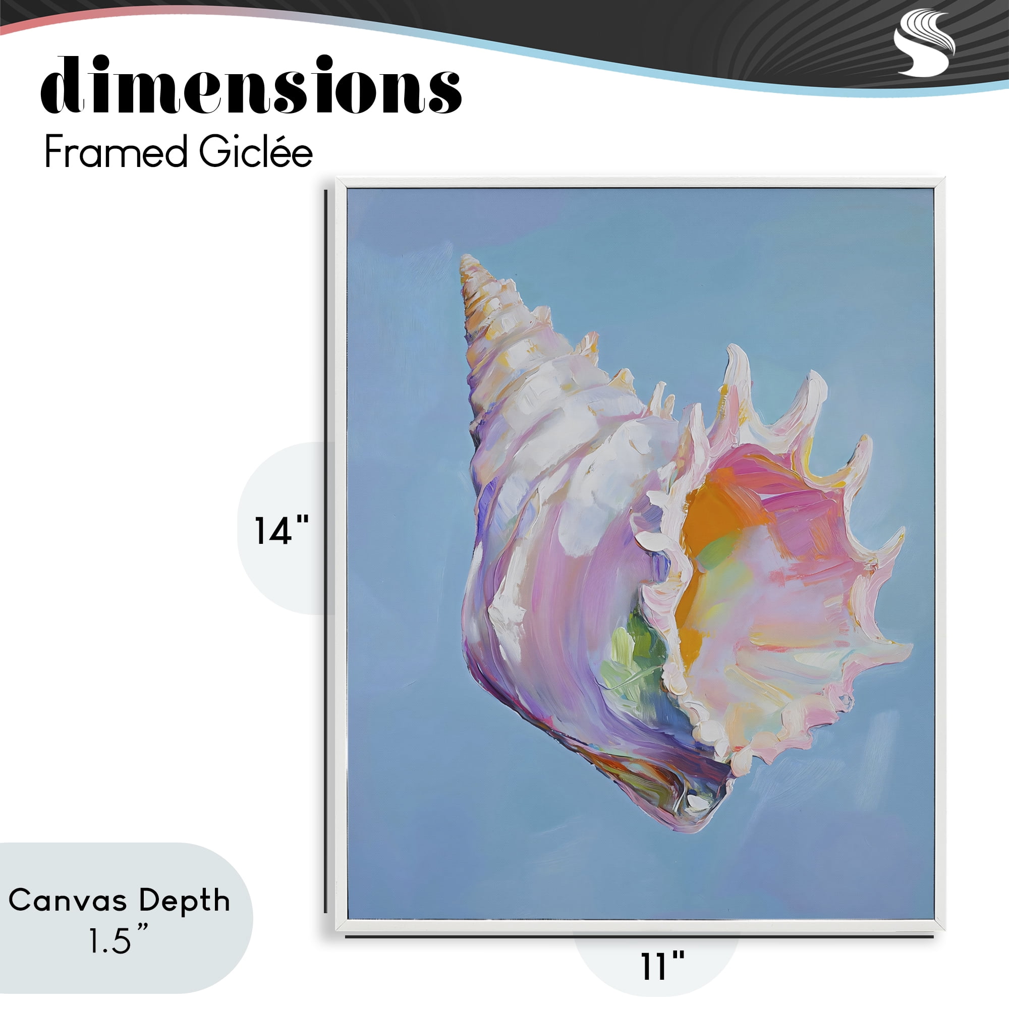 Stupell Industries Pastel Hued Conch on Blue White Framed Giclee Art, design by The Prints Vibe