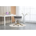 thumbnail image 2 of Swivel Office Desk Chair with Upholstered Seat Cushion, Adjustable Height Computer Chair, Modern Vanity Chair, Task Chair for Home, Office， Gray, 2 of 7