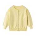 thumbnail image 2 of HUAXUN-Girls Knitted Cardigan Sweater with Floral Embroidery and Heart Design,Cute Soft Warm Sweater Coat for Baby Toddler and Kids 1-8 Years,Button Solid Long Sleeve Knit Sweaters(Yellow,7-8Years), 2 of 5