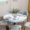 thumbnail image 5 of Navy Blue Flowers Round Tablecloth for 36-44 Inch Tables, Fitted Table Cover with Elastic Edge, Summer Pastoral Botanical Waterproof Outdoor Table Cloth Protector for Patio Garden Dinner Picnic, 5 of 9