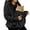 Black, variant on Women Fuzzy Fleece Hoodie Carrier Pouch Zip Up Hooded Warm Winter Jacket Pink,Size L