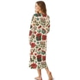 thumbnail image 2 of Tutolipy Christmas Nightgowns for Women Red Floral Printed Sleepwear V Neck Loungewear Long Sleeve House Dress for Fall Winter, 4XL, 2 of 7