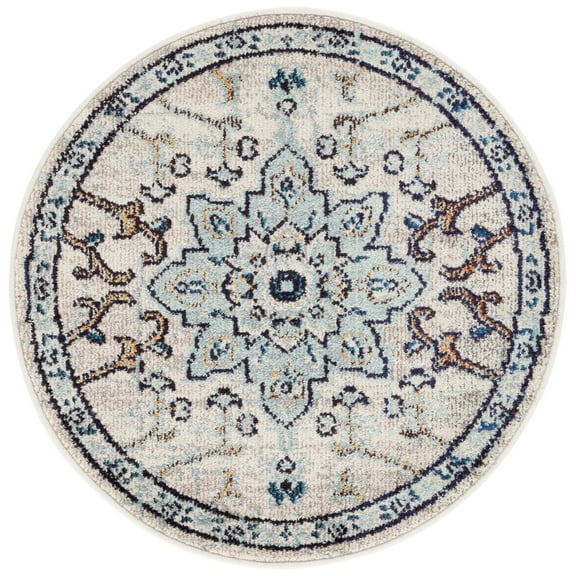 SAFAVIEH Madison Dalia Oriental Area Rug, Ivory/Light Blue, 5' x 5' Round