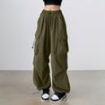 thumbnail image 2 of Cargo Pants Women Plus Size Womens Cargo Pants Baggy Stylish Jogger Fit With Pockets Casual Wear Cargo Sweatpants Green XXXXXL, 2 of 4