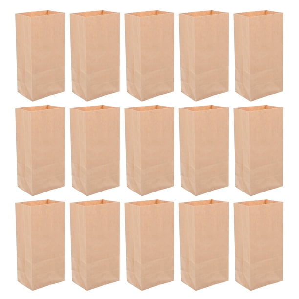 KAKOWELY 50 bolsas pequeñas de papel kraft para regalos de fiesta, bolsas reutilizables para el almuerzo y bolsas de golosinas para fiestas de cumpleaños, bolsas para envolver dulces y regalos.