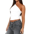 thumbnail image 2 of Blusa Asimétrica de Punto Fruncido con un Hombro Al Descubierto para Mujer, Estilo Y2K, Verano 2025 XS, 2 of 8