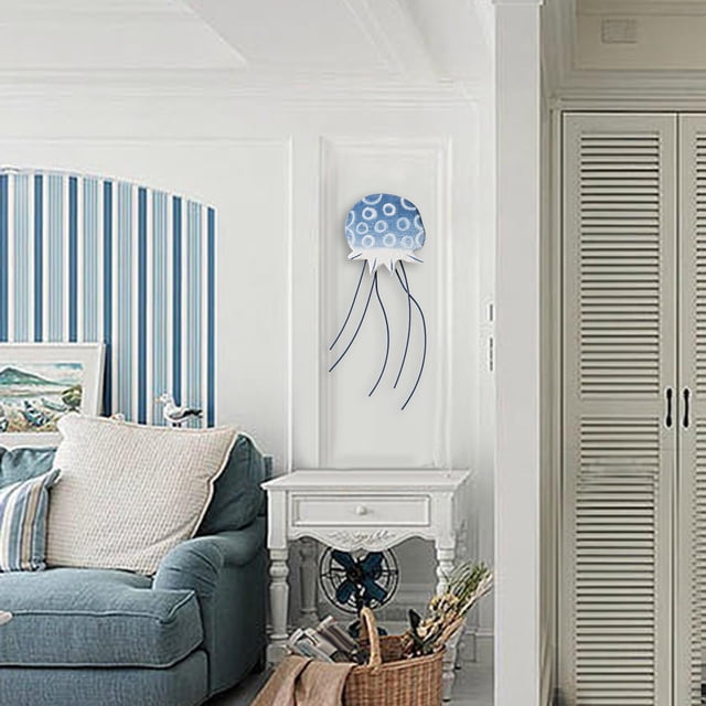 Decoración de medusas BLESIY colgante de escultura de pared tema de playa estilo marino Azul