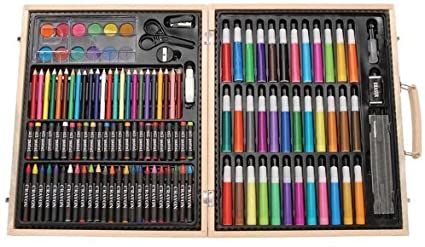 SunRise Portable Art/Drawing Set - Kids 131-Pc w/ Wood Case