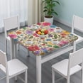 thumbnail image 3 of Pioneer Flower Floral Print Pattern Square Fitted Tablecloth with Elastic Edge,Square Table Cover,Washable Elastic Table Cover for Home Kitchen Party Decor 34"x34", 3 of 6