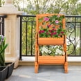 thumbnail image 5 of Orange 2 Tier Solid Fir Wood Raised Garden Bed with Trellis Cylindrical Planter for Climbing Plants Outdoor, 5 of 9
