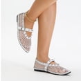 thumbnail image 6 of Miqool Womens Mesh Ballet Flats Fishnet Round Toe Buckle Strap Hollow Out Breathable Casual Mary Jane Flat Shoes for Summer Spring, 6 of 8
