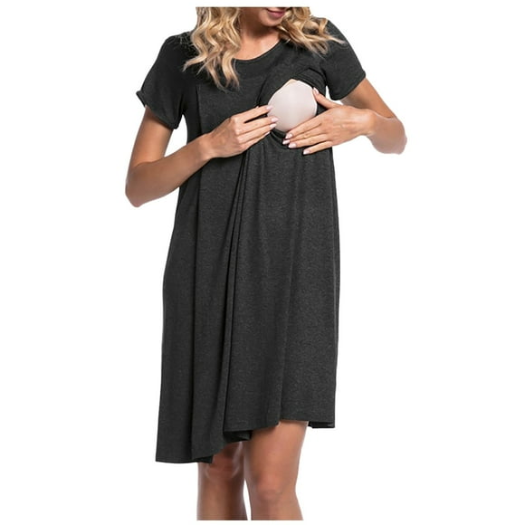 Pregnancy Dresses in Clearance Juebong Maternity Nursing Dresses 2024 Short Sleeve/Sleeveless Breastfeeding Dress Deals Summer Casual Pregnancy Dresses Mama Postpartum Clothes Flash Deals