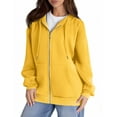 thumbnail image 2 of Lodgix Womens Zip Up Hoodies Oversized Fleece Jacket Winter Plain Y2k Hoodie Drawstring Hooded Sweatshirt with Pockets Yellow-3XL, 2 of 3