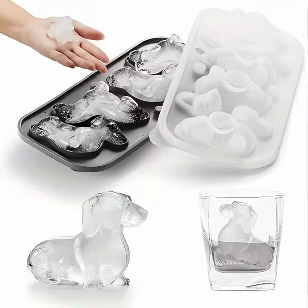 Bonita bandeja for hielo con forma de perro salchicha, molde for hielo, adecuado for café, té con leche, batidos, divertidos utensilios de cocina