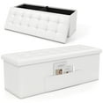 thumbnail image 1 of Costway 43 Inches Folding Storage Ottoman Bench Foot Rest Stool with Side Pocket White, 1 of 10