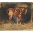thumbnail image 2 of Eugène Delacroix 23x20 Black Ornate Framed Double Matted Museum Art Print Titled: Study of a Horse, 2 of 5