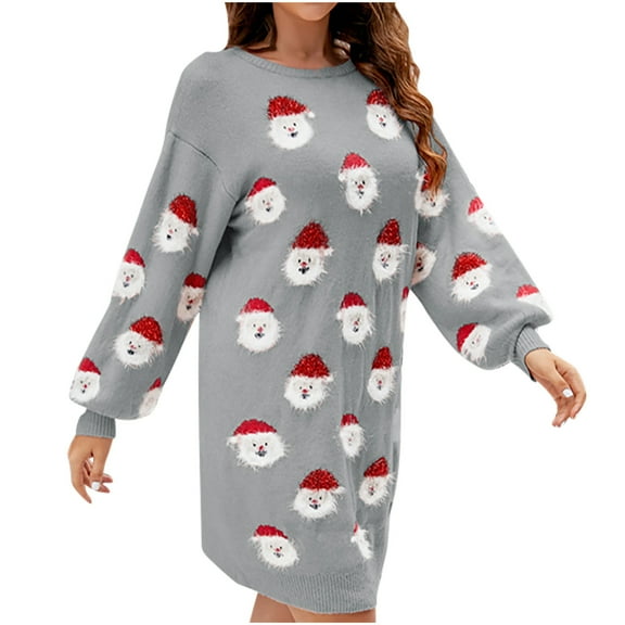 Kiplyki Women's Long Sleeve Fall Dress Long Sleeves Round-Neck Loose Pullover Tops Blouse Knitted Sweater