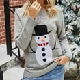 thumbnail image 2 of Wang6 Christmas Sweaters for Women Trendy Long Sleeve Blue Knits Fall Winter Crew Neck Xmas Snowflake Snowman Printed Knit Pullovers Tops Grey XL, 2 of 8