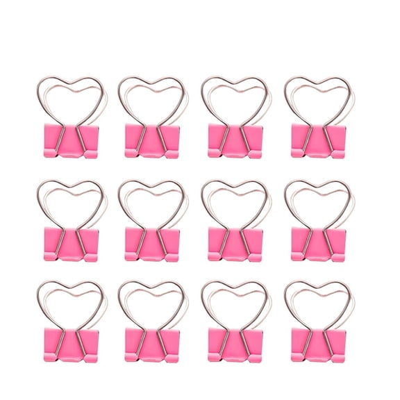 Mobutofu Heart Shaped Clips Decorative Metal Pink Stationery 12pcs