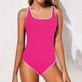 thumbnail image 2 of Huesdet Women Athletic One Piece Swimsuits Sporty Racerback Bathing Suits Full Coverage Modest Swimwear[Hot Pink,S], 2 of 5