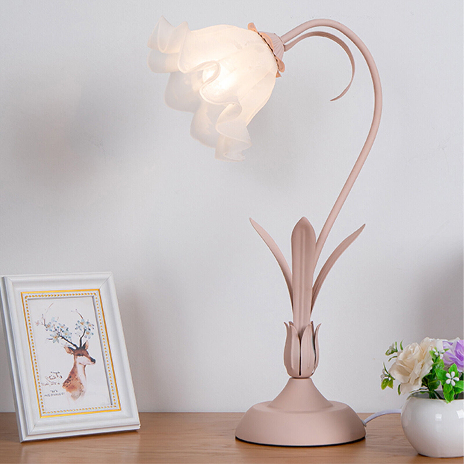 Pink Calla Lily Lamp Table Lamp LED Simulation Calla Lily Night Light Fake  Flower Bouquet 3 Heads with Ceramic Vase Bedroom Bedside Lamp for Home