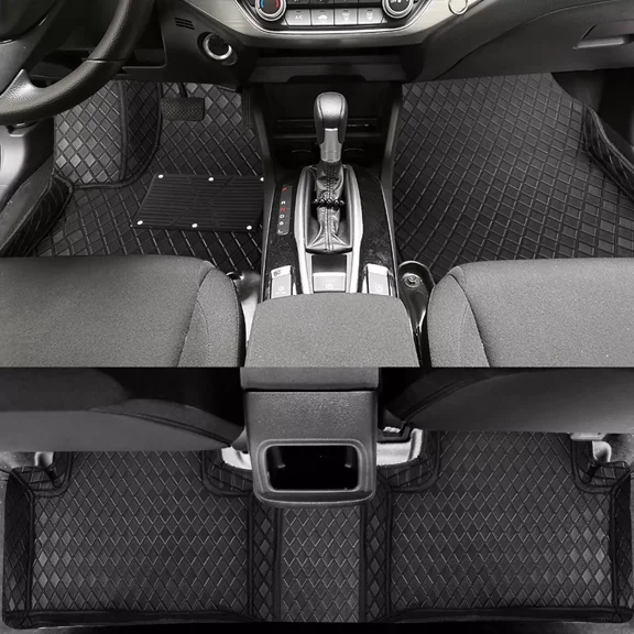 Custom Fit for Honda Accord 2018-2022 Car Floor Mats, All Surround Floor Mats Liner, Waterproof PU Leather, 1st and 2nd Row, Black
