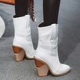 thumbnail image 4 of Fashion Womens Leather Non-Slip Wedges Shoes Pointed Toe Cowboy Ankle Booties, 4 of 6