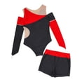 thumbnail image 4 of iiniim Kids Girls Rhinestone Long Sleeve Dance Outfits Set 2 Piece Gymnastic Leotard and Athletic Short Dancewear, 4 of 7