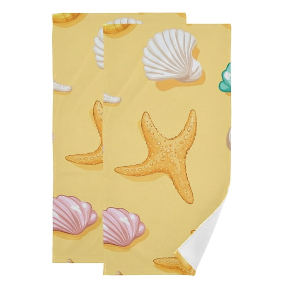 Pastel Colored Shells and Starfishes Hand Towel Absorbent Bath Towels for Bathroom Sports Gym 28" x 14" Set of 2