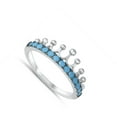 thumbnail image 4 of CHOOSE YOUR COLOR Simulated Turquoise Crown Tiara Queen Princess Ring .925 Sterling Silver Band Blue CZ Female Size 5, 4 of 4