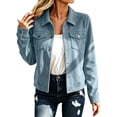 thumbnail image 2 of Byworldtasic Faux Suede Cropped Jacket for Women Distressed Jean Jackets Button Up Vintage Jacket Pockets, 2 of 9