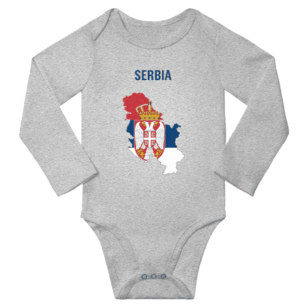 

Serbia Flag Map Baby Long Slevve Rompers (Gray 12-18 Months)