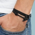 thumbnail image 3 of Pulsera clásica para hombre, pulsera de ancla con ganchos para envolver cuerda de Color negro a la moda, regalo de joyería, 3 of 5