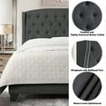 thumbnail image 6 of Gewnee Full Size Upholstered Platform Bed Frame with Adjustable Wingback Headboard,Button Tufted and Nailhead Trim,Box Spring Required.Dark Grey, 6 of 8