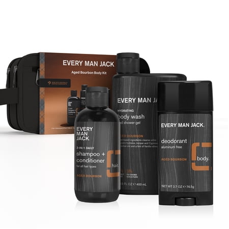 Every Man Jack Aged Bourbon Bath and Body Holiday Gift Set for Men  Naturally Derived