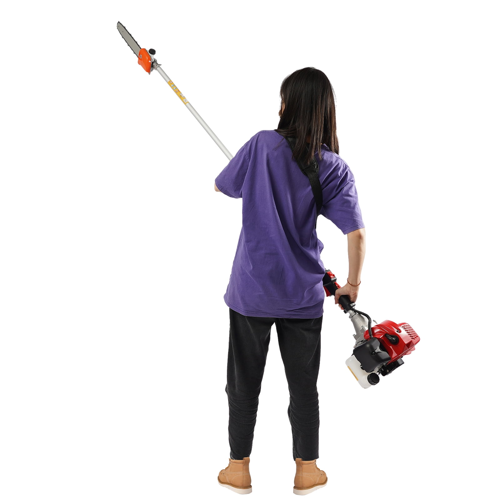 Durable Garden Trimmer – 1.25kw Engine, Adjustable 7.87-11.48ft Long Pole, and Manganese Steel Saw Chain