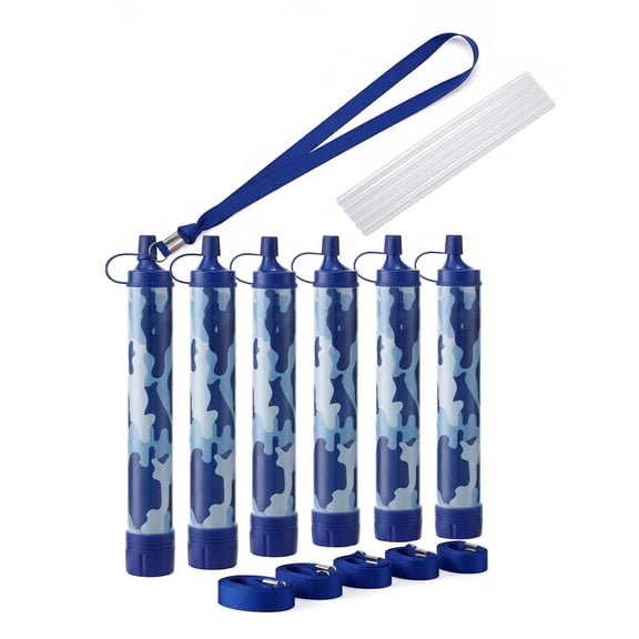 6pcs Water Filter Straw Portable Filtration Purifiers Personal Emergency Use