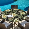 thumbnail image 4 of Black Teal Boho Botanical Fitted Tablecloth with Elastic Edged, Round Table Cloth for Dining Table, Southwestern Retro Ethnic Tribal Waterproof Oil Proof Table Cover for Indoor Outdoor 45"-54", 4 of 9