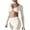 Beige, variant on Long Sleeve Workout Tops for Women Soft Twist Deep V Cropped Tops for Yoga Pilates Gym Outfit S-XL