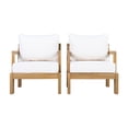 thumbnail image 3 of Christopher Knight Home Outdoor Acacia Wood Patio Chair Set of 2, Armchairs with Cushions, Natural + Beige, 3 of 11