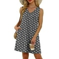 thumbnail image 4 of Liquidation d'Été 2025! Robe Grande Taille pour Femmes, Liquidation d'Été pour Femmes, Mode d'Été pour Femmes Robe Sans Manches à Col en V avec Poches Imprimées, 4 of 5