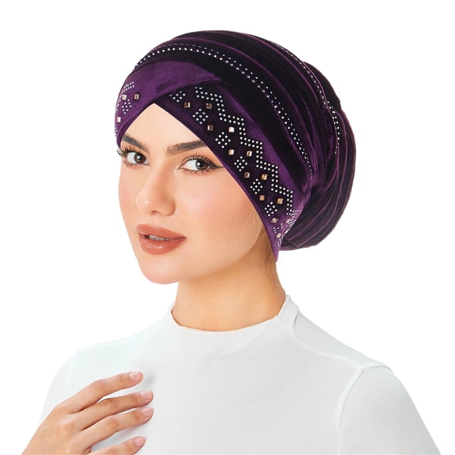 Velvet Rhinestone Turban Slouch Headband for Everyday Comfort and Elegant Styling in Attire