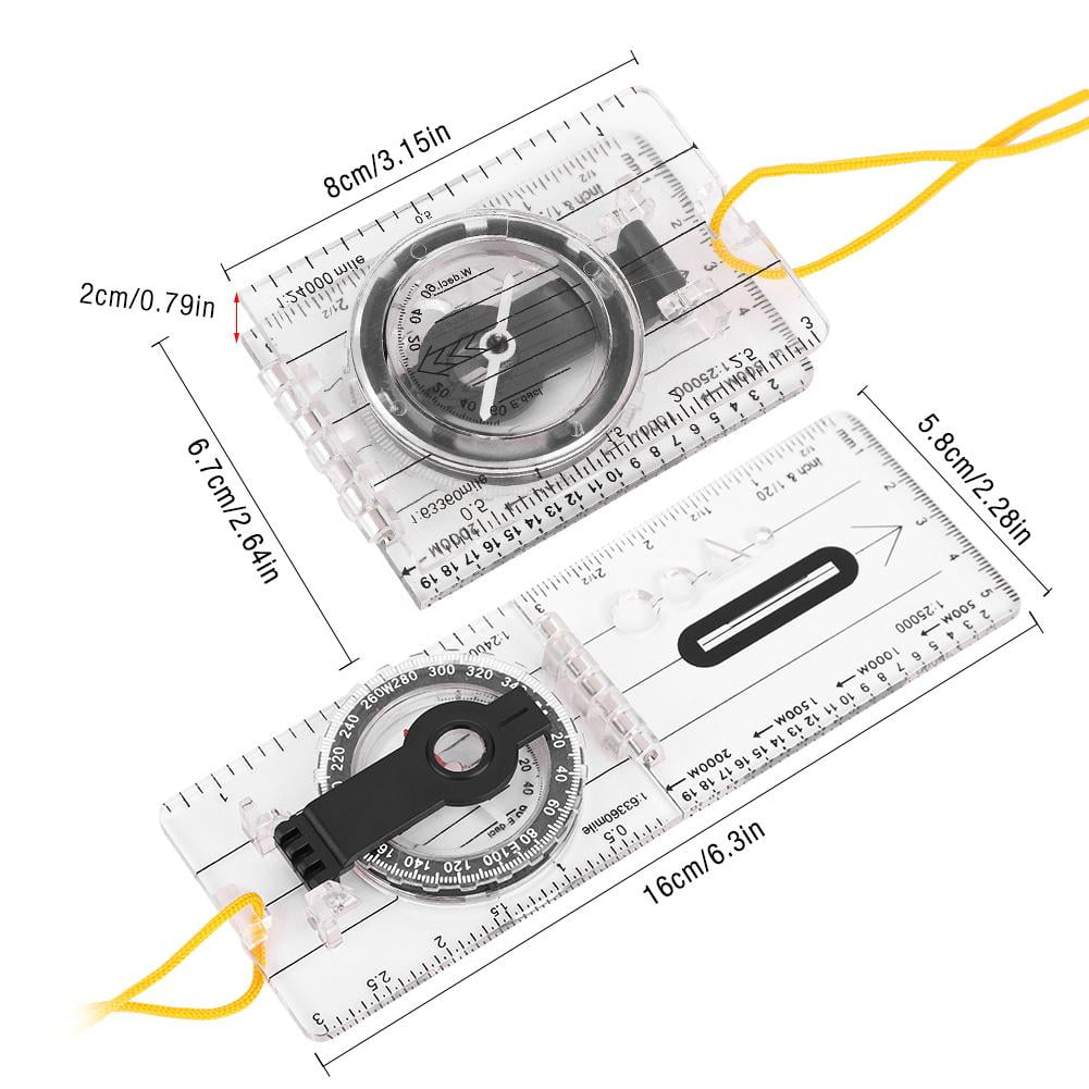 Blue Portable Flip cover Outdoor Hiking Plastic Compass For Camping Survival TO
