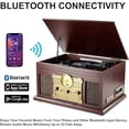 thumbnail image 4 of Tocadiscos Bluetooth 10 en 1, Tocadiscos de 3 velocidades para Vinilo con Altavoces, Convertidor de LP a MP3, CD, Reproductor de Cassette, Radio FM, Transmisión inalámbrica | rojo marrón, 4 of 5