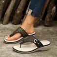 thumbnail image 5 of Xfvqtps Wedge Sandals for Women Slide Flip Flops Rhinestone Soft Sole Non Slip Breathable Summer Sandals Black, 5 of 9