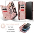thumbnail image 4 of Wallet Case Compatible with Galaxy Note 20 Ultra 2 in 1 Leather Zipper Detachable Magnetic Phone Case with 10 Card Slots Clutch Purse Cover Galaxy Note 20 Ultra Premium PU Pink, 4 of 12