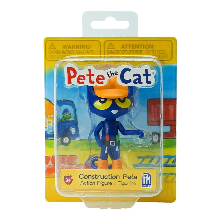 PETE THE CAT, Construction Pete Action Figure, 3 Inch, Hard Hat
