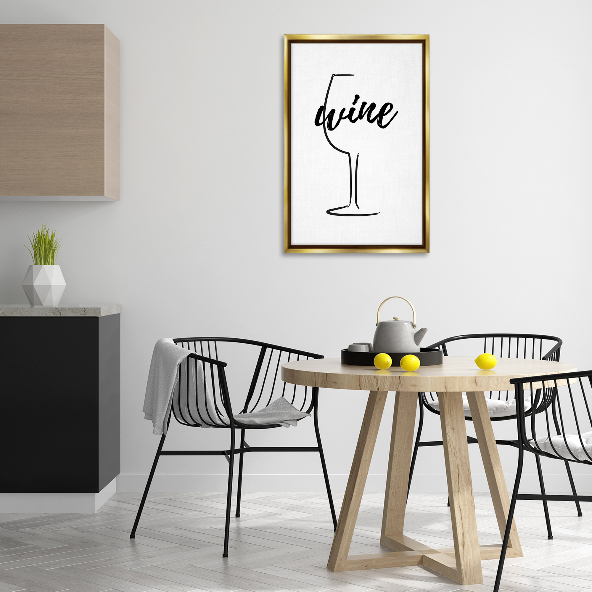 Stupell Industries Minimal Wine Glass Food & Beverage Painting Gold Floater Framed Art Print Wall Art, 21 x 31